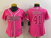 Women's New Orleans Saints #41 Alvin Kamara Pink With Patch Cool Base Stitched Baseball Jersey,baseball caps,new era cap wholesale,wholesale hats